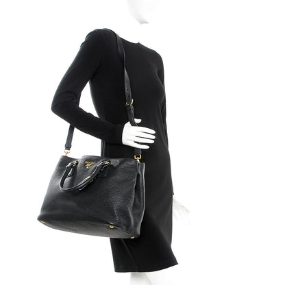 Prada Vitello Daino Tote Nero Black 2 of 12
