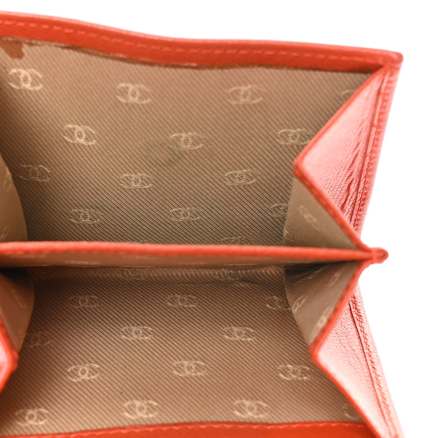 Chanel Grained Calfskin CC Button Compact Wallet Orange 5 of 11