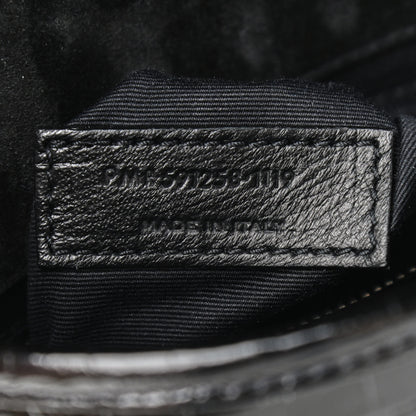 Saint Laurent Crocodile Embossed Lambskin Matelasse Monogram Niki Chain Wallet Black 6 of 8
