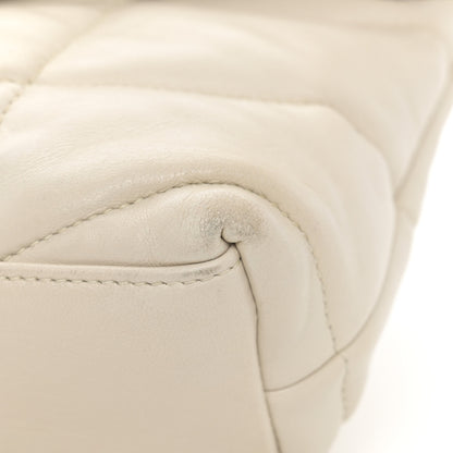 Saint Laurent Lambskin Quilted Toy Loulou Puffer Monogram Chain Satchel Crema Soft 14 of 16