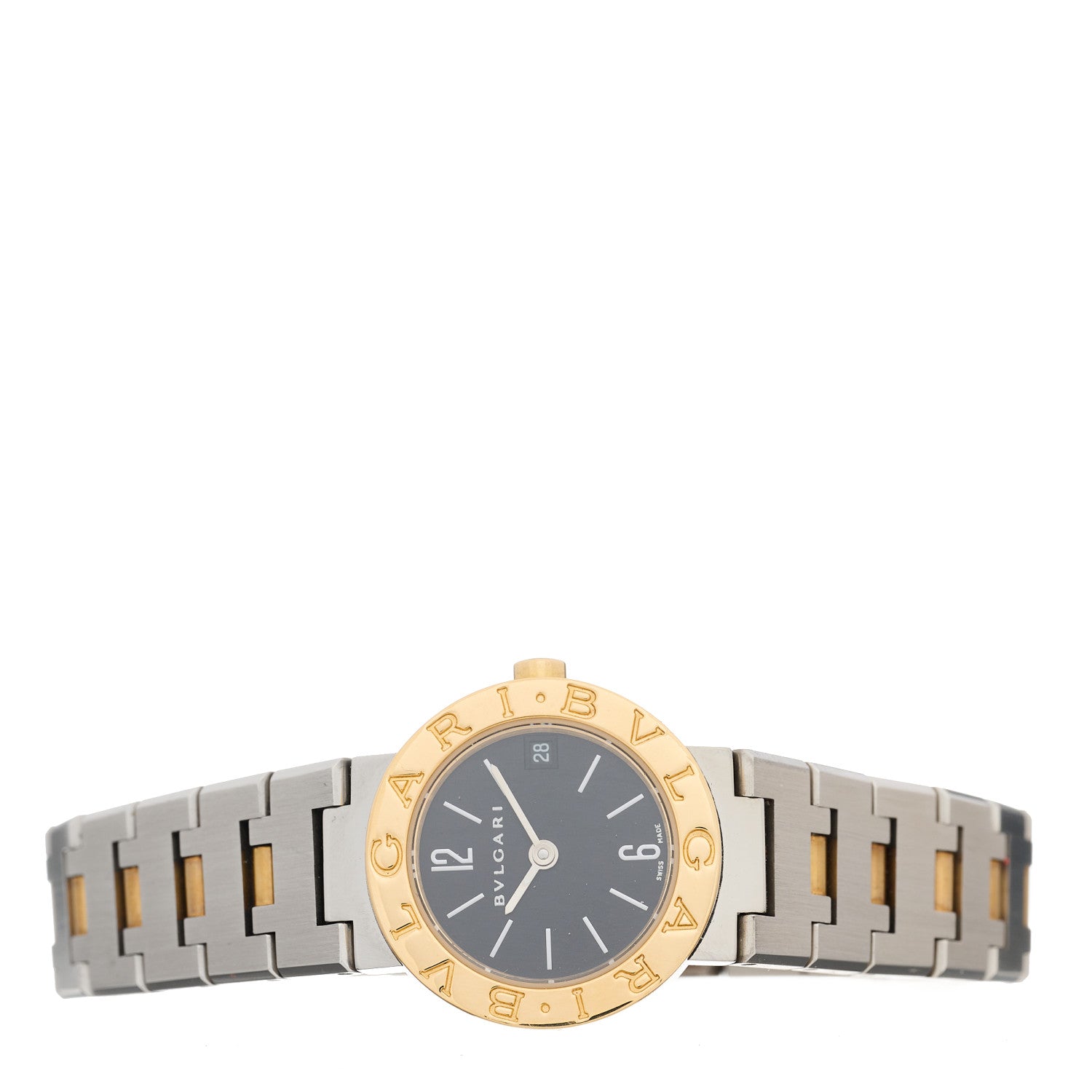 Bulgari Stainless Steel 18K Yellow Gold 23mm Quartz Watch Black 2 of 4