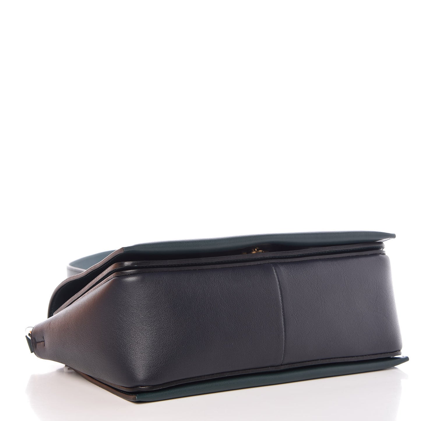 Shiny Smooth Calfskin Medium Frame Shoulder Bag Amazone Dark Navy
