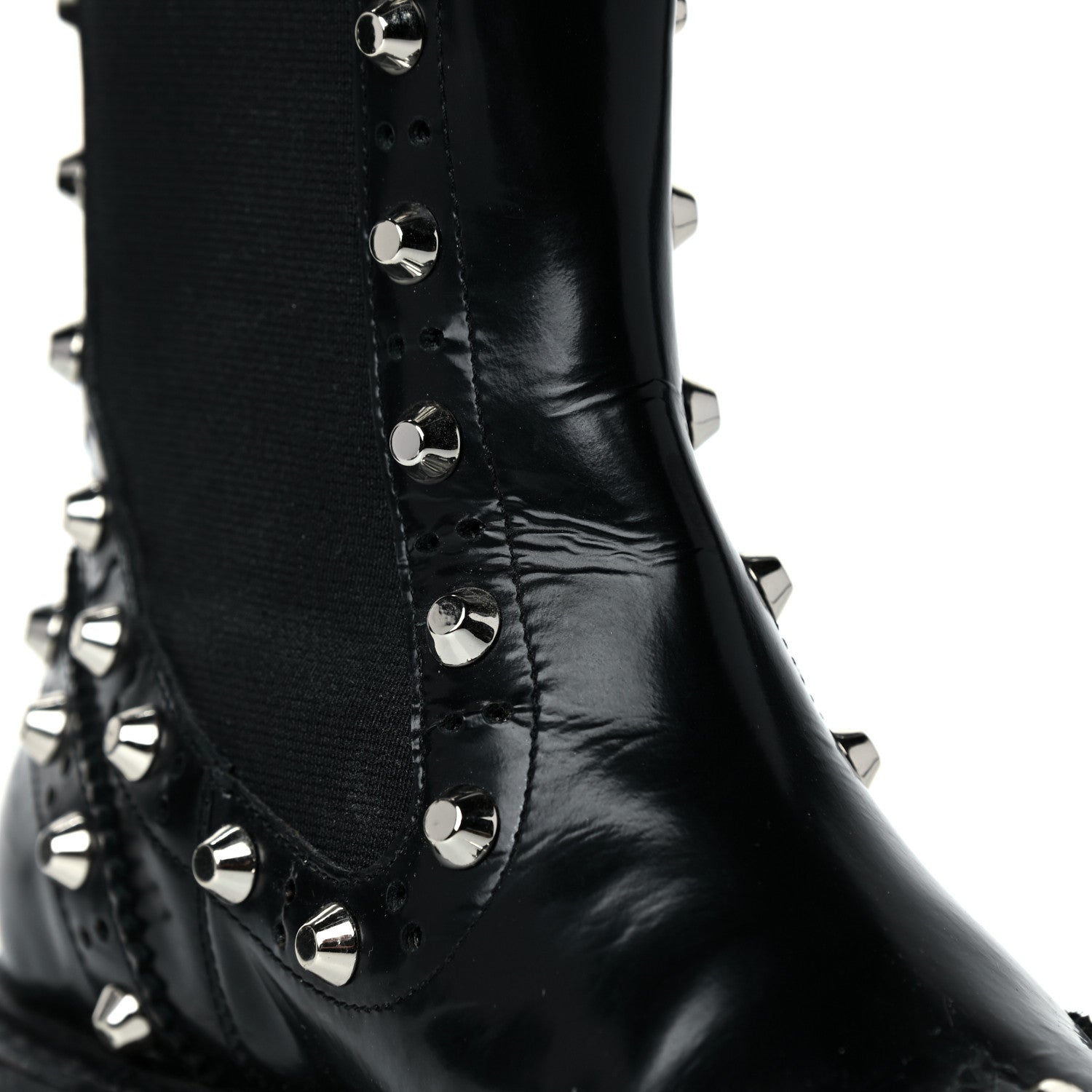 Balenciaga Calfskin Womens Studded Chelsea Boots 37 Black 29 of 30