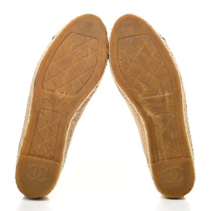 Chanel Lambskin CC Espadrilles 39 Beige Black 10 of 28