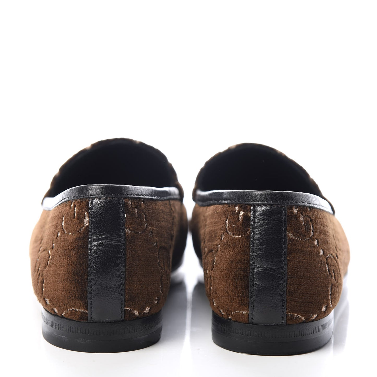 Velvet GG Monogram Horsebit Womens Jordaan Loafers 35.5 Brown Black