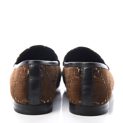 Gucci Velvet GG Monogram Horsebit Womens Jordaan Loafers 35.5 Brown Black 7 of 11