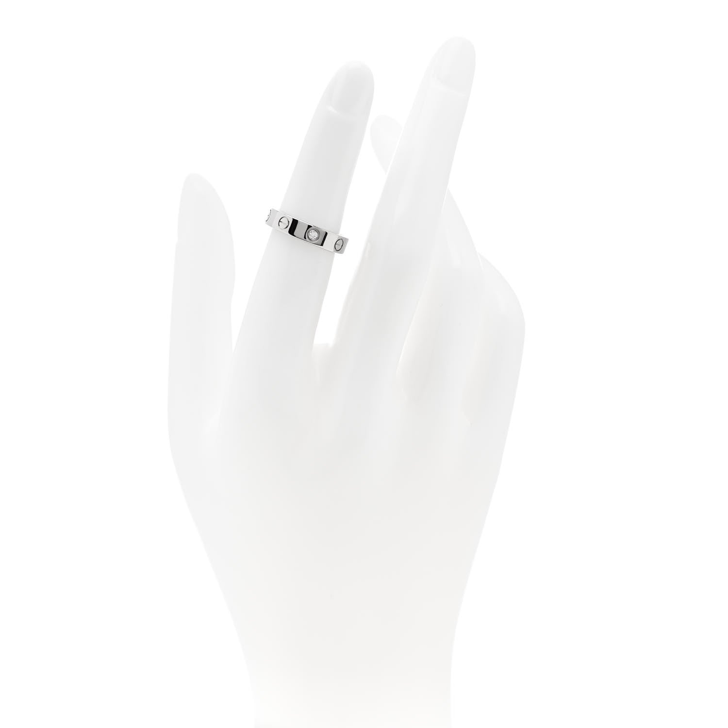 Cartier 18K White Gold Diamond 4mm LOVE Wedding Band Ring 49 4.75 2 of 4