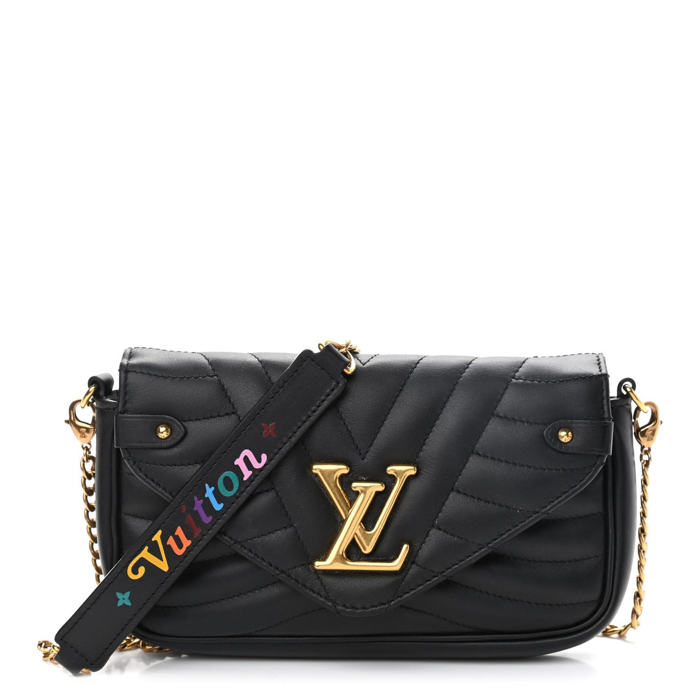 Calfskin New Wave Chain Pochette Black