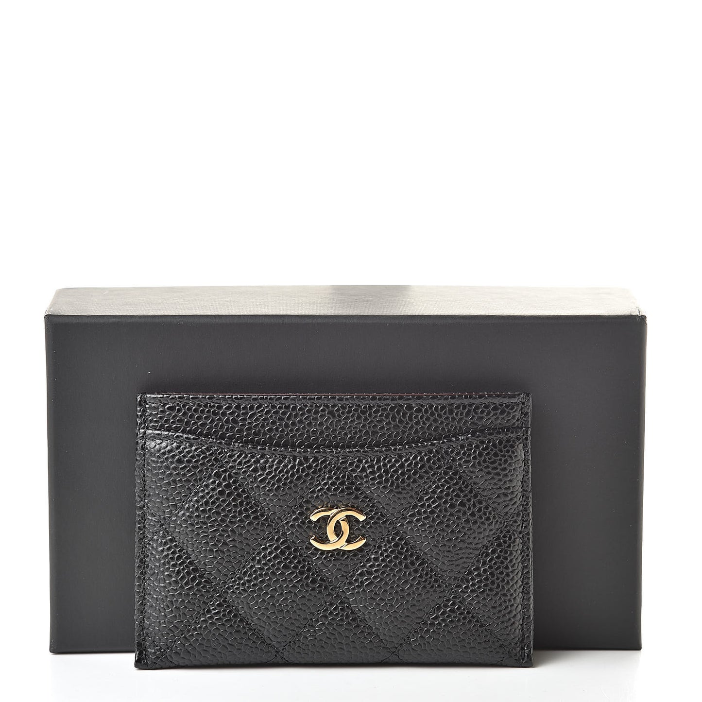 Caviar Quilted Card Holder Black