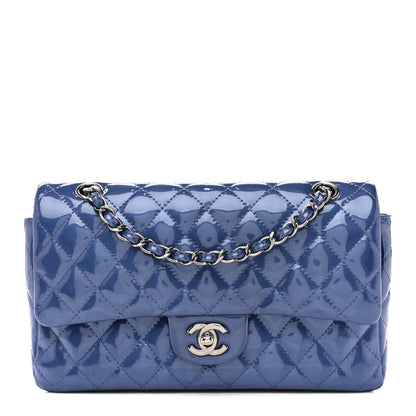 Chanel Patent Quilted Medium Double Flap Blue 1 of 12