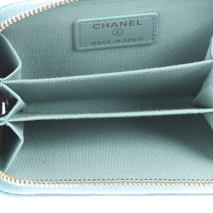 Chanel Caviar Flat Chevron Quilted Zip Coin Purse Green 5 of 8
