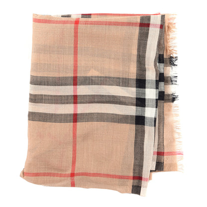 Burberry Wool Silk Gauze Giant Check Lightweight Scarf Camel 3 of 3