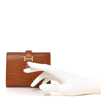 Hermes Matte Alligator Bearn Compact Wallet Gold 2 of 6