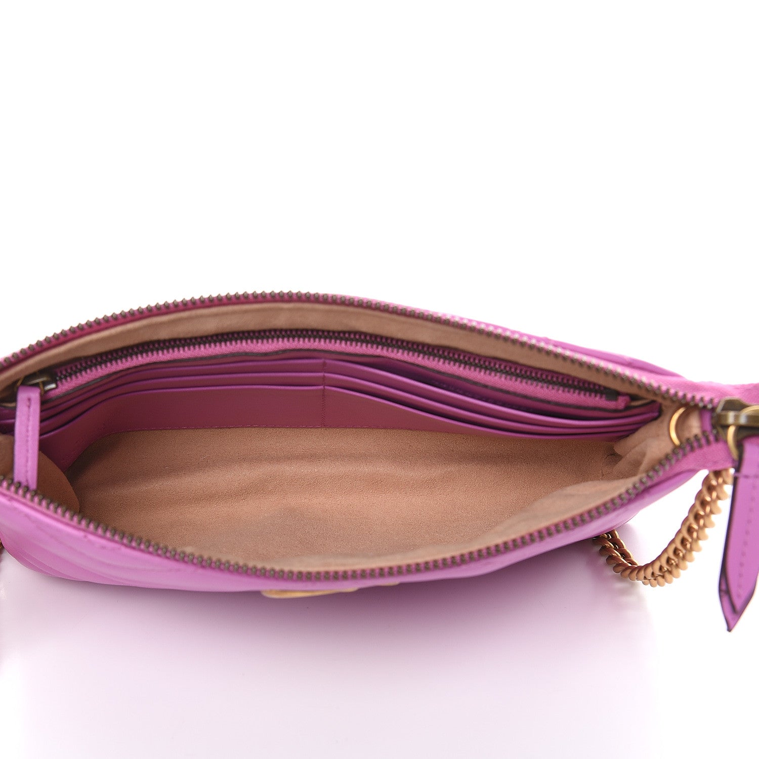 Gucci Calfskin Matelasse Mini GG Marmont Chain Bag Candy Mousse 5 of 11