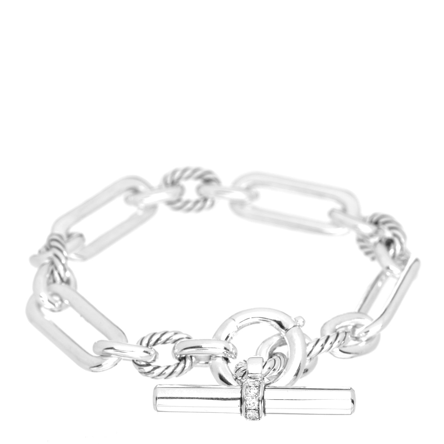 David Yurman Sterling Silver Diamond Lexington Chain Bracelet 1 of 4