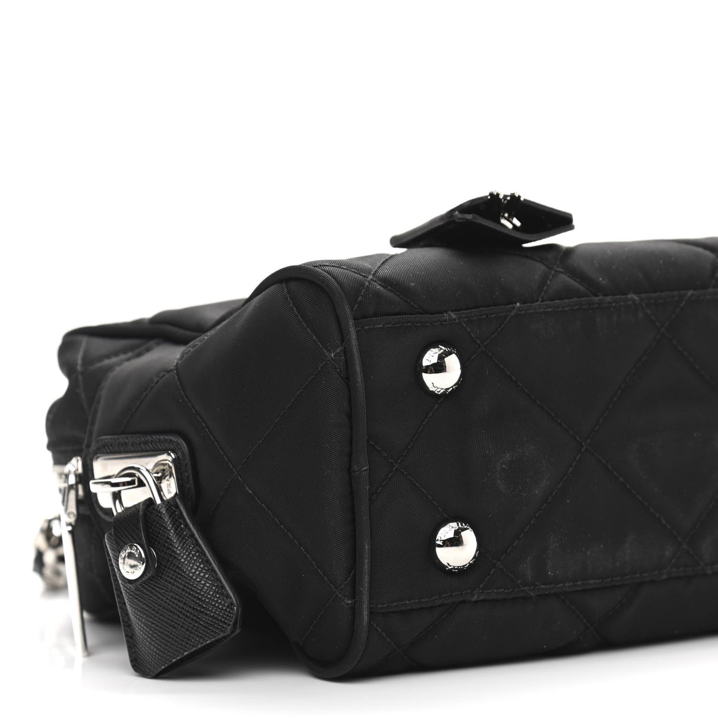 Nylon Tessuto Impuntu Quilted Shoulder Bag Black