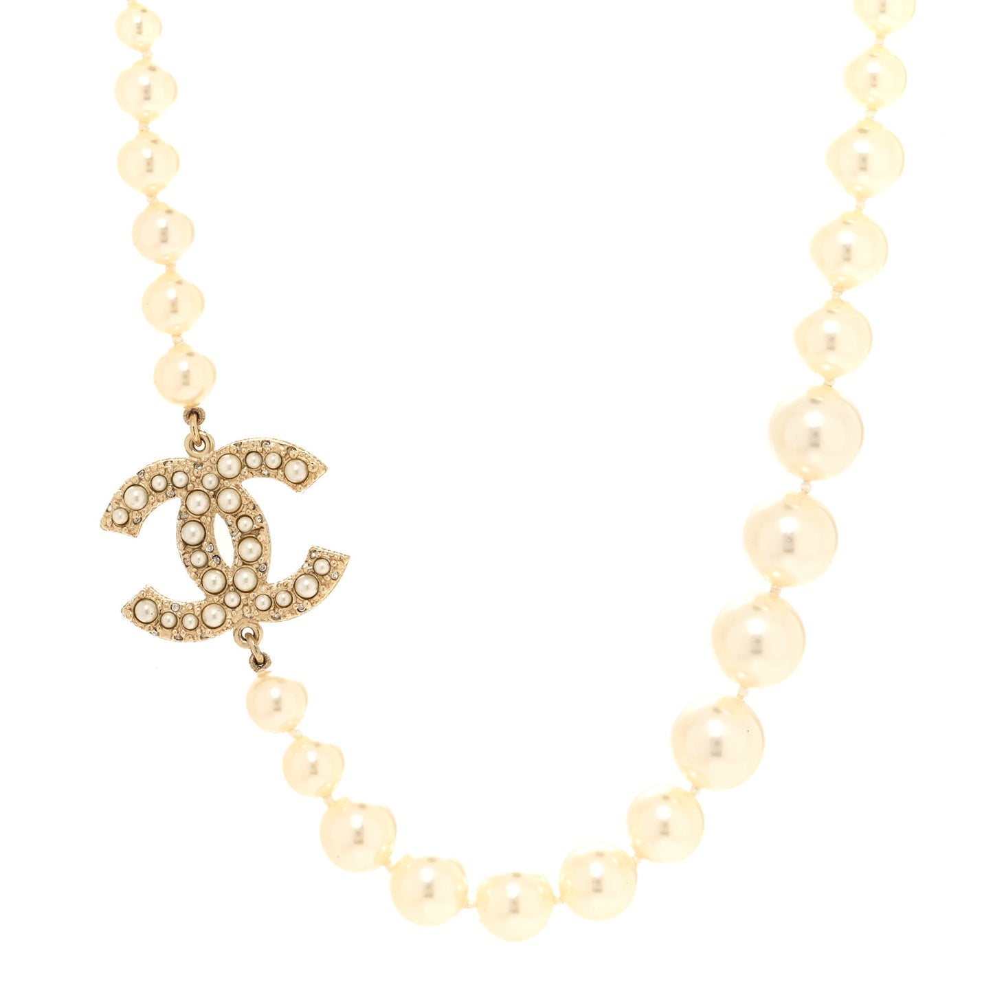 Pearl CC 100th Anniversary Necklace Light Gold