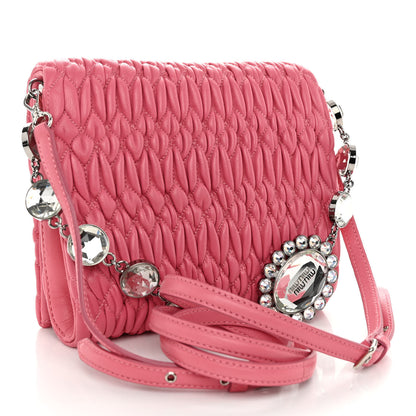 Miu Miu Nappa Matelasse Crystal Chain Crossbody Geranio 3 of 9