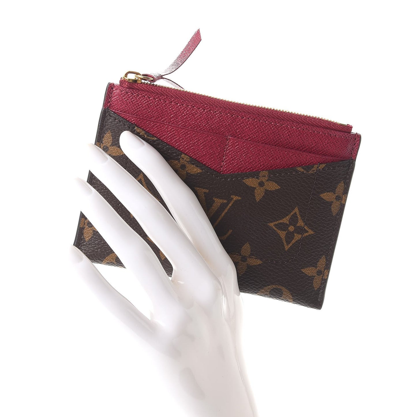 Monogram Zipped Card Holder Fuchsia