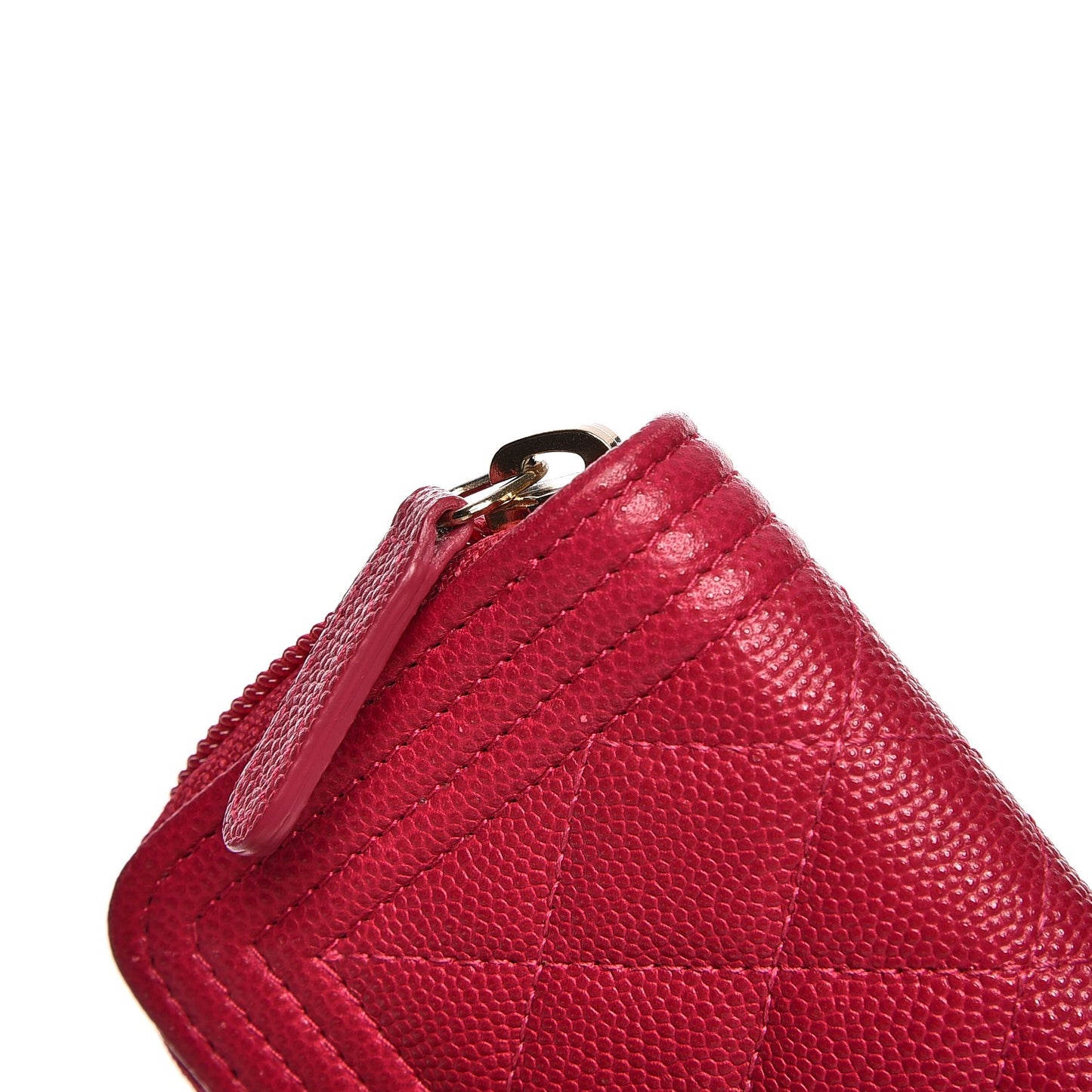 Caviar Quilted Boy Zip Around Coin Purse Wallet Fuchsia