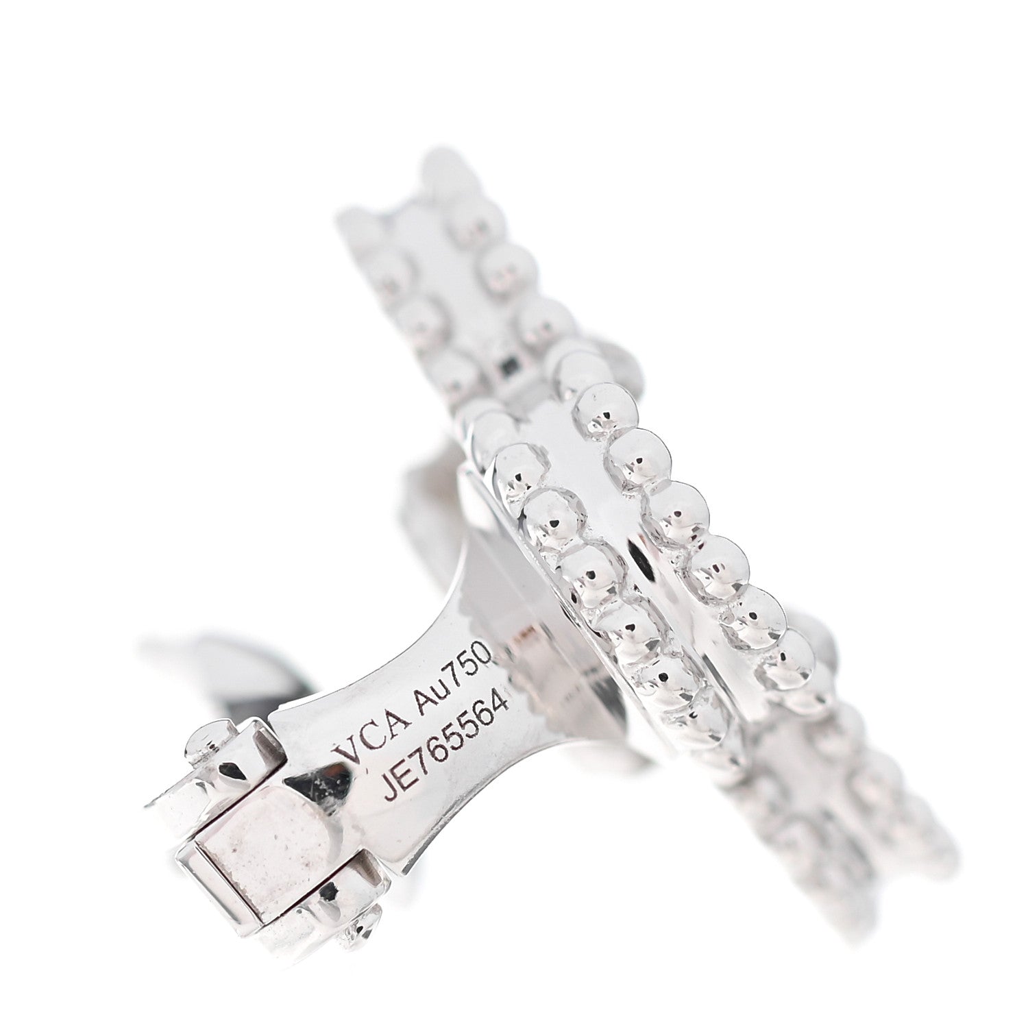 Van Cleef & Arpels 18K White Gold Mother of Pearl Vintage Alhambra Earrings 4 of 6