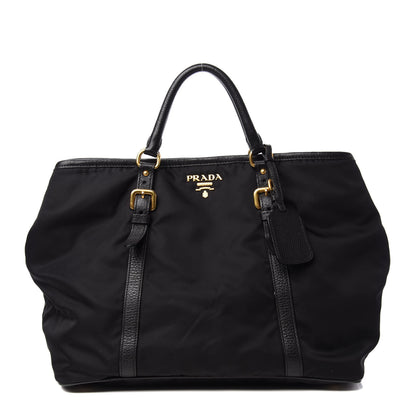 Prada Tessuto Nylon Vitello Daino Tote Black 1 of 10
