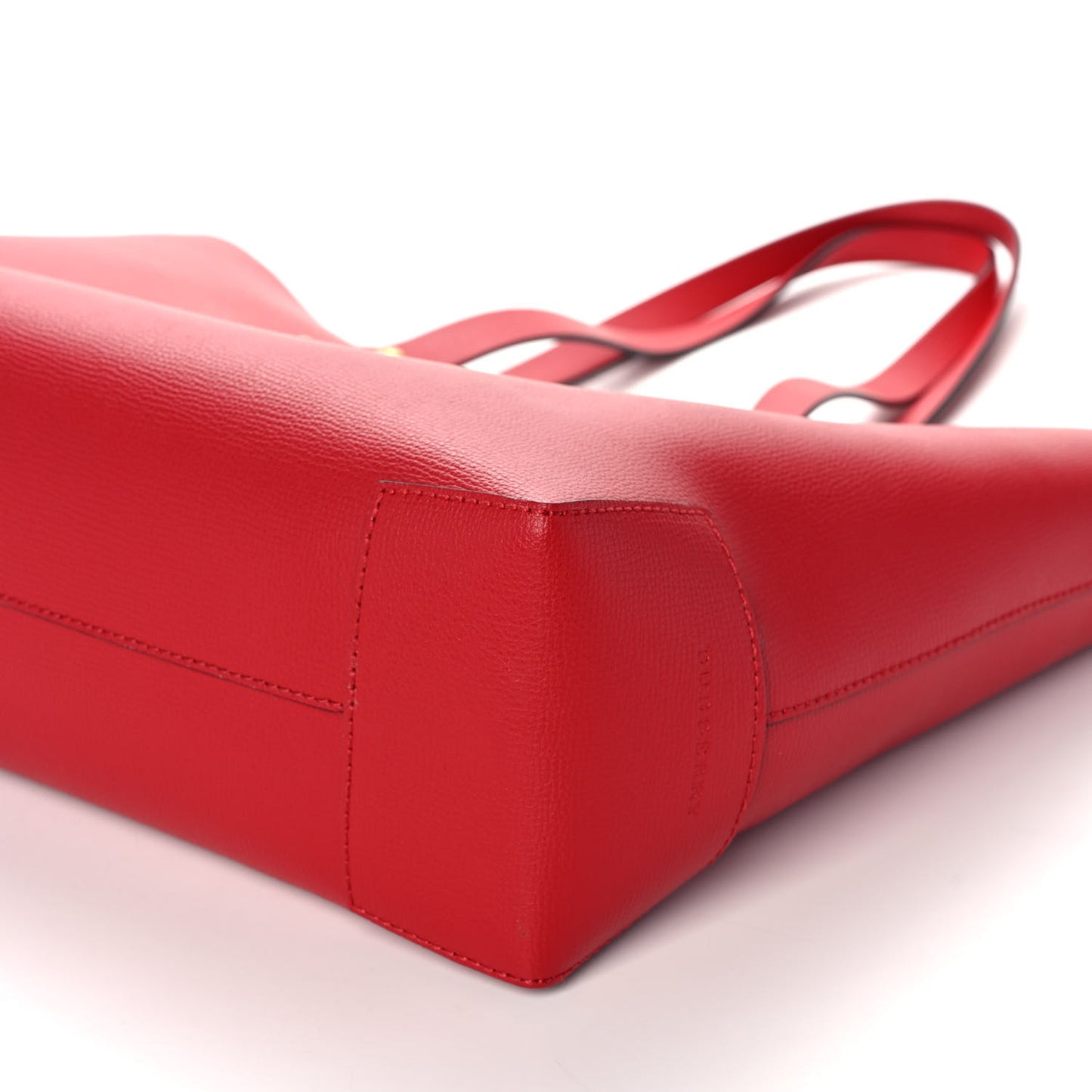 Grainy Calfskin Haymarket Check Small Reversible Tote Red