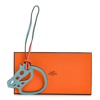 Hermes Swift Paddock Cheval Horse Bag Charm Bleu Atoll Feu 4 of 4