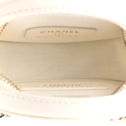 Chanel Tweed Quilted Round Filigree Pouch With Chain White Black 5 of 10