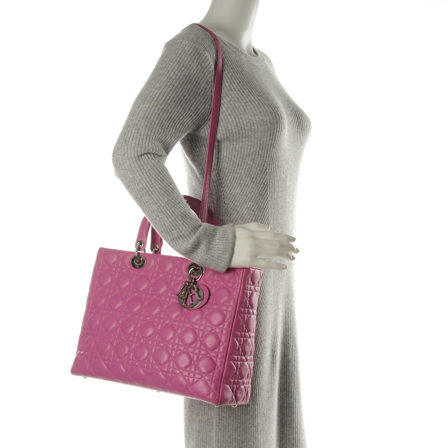 Christian Dior Lambskin Cannage Large Lady Dior Pink 3 of 11