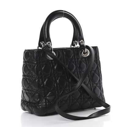 Christian Dior Lambskin Cannage Medium Lady Dior Black 2 of 13