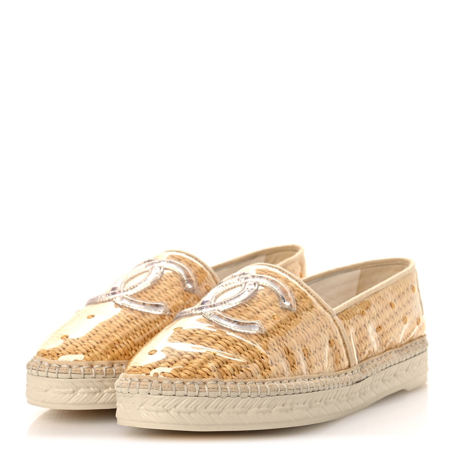 Chanel PVC Raffia CC Espadrilles 36 Beige 4 of 12