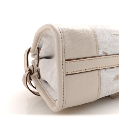 Prada Linen Calfskin Triangle Mini Bonnie Hand Bag White 8 of 9