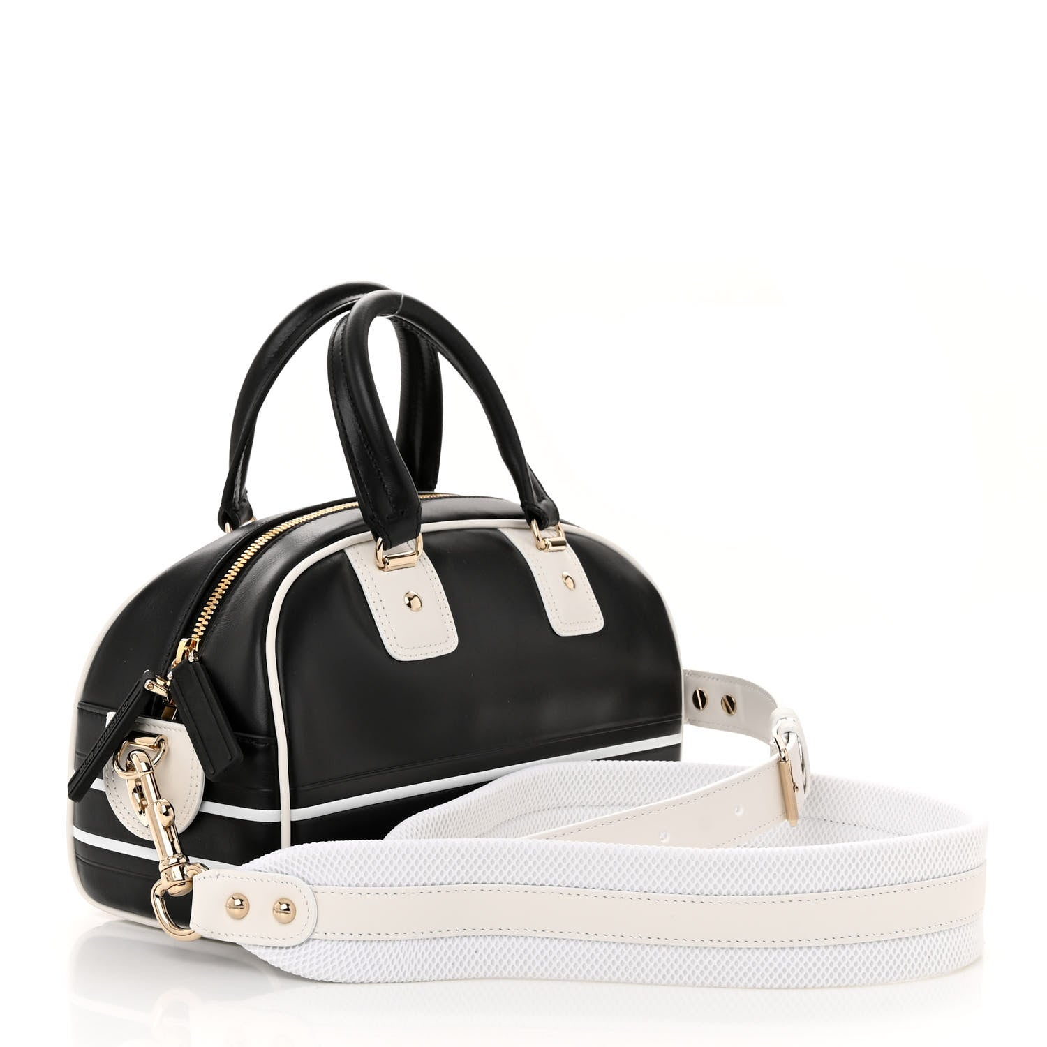 Christian Dior Calfskin Small Dior Vibe Zip Bowling Bag Black White 3 of 12