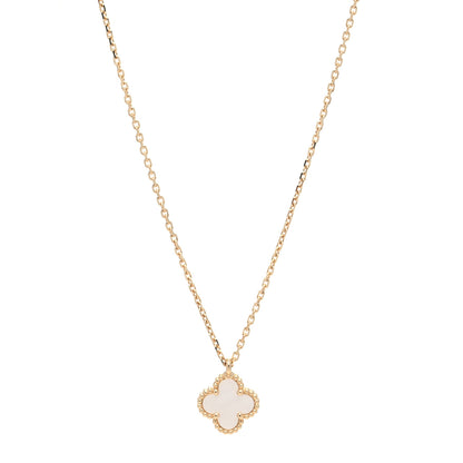 Van Cleef & Arpels 18K Yellow Gold Mother of Pearl Sweet Alhambra Pendant Necklace 1 of 5
