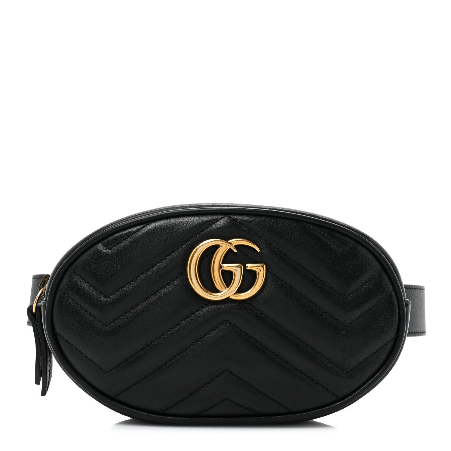 Gucci Calfskin Matelasse GG Marmont Belt Bag 95 38 Black 1 of 10