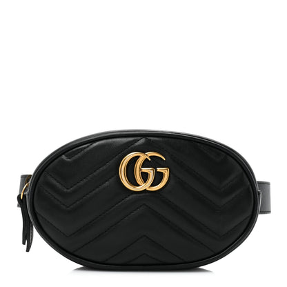 Gucci Calfskin Matelasse GG Marmont Belt Bag 95 38 Black 1 of 10