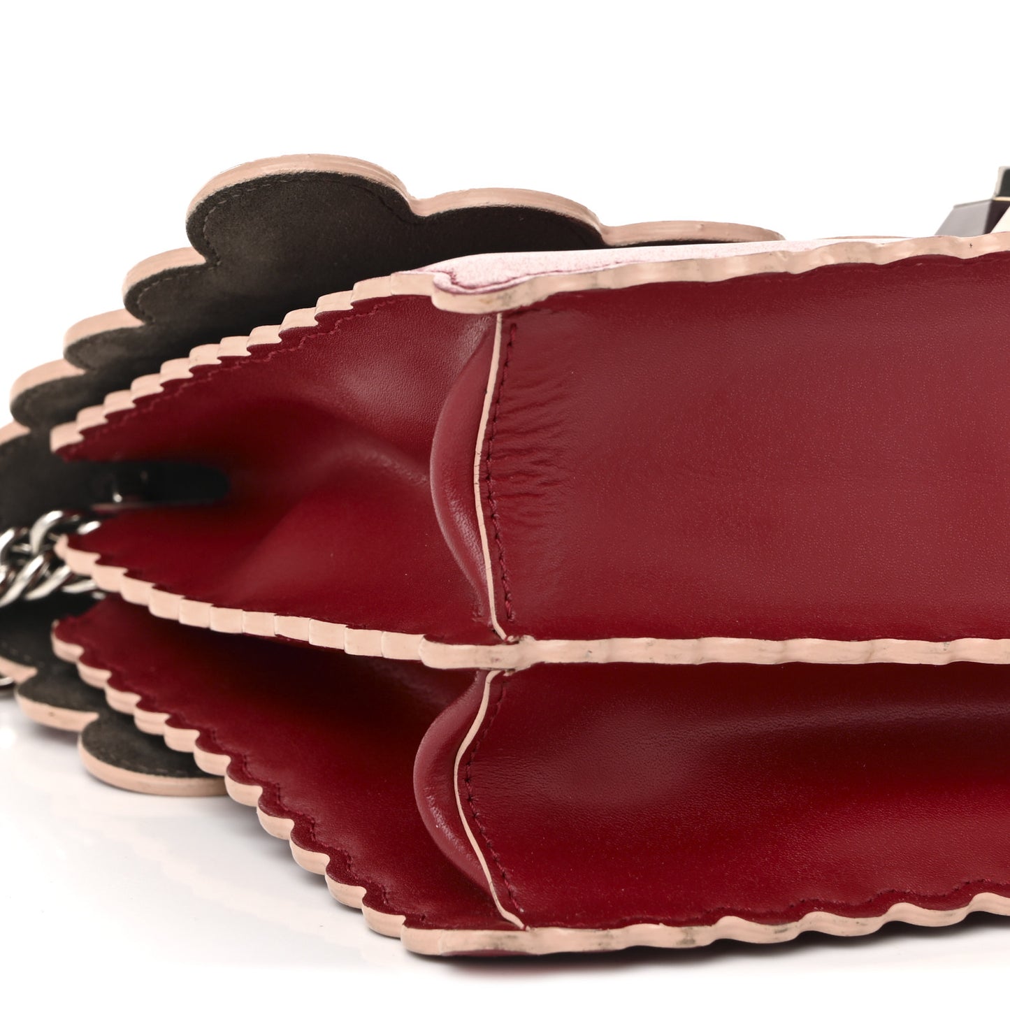 Vitello Liberty Scalloped Studded Kan I Shoulder Bag Fragola