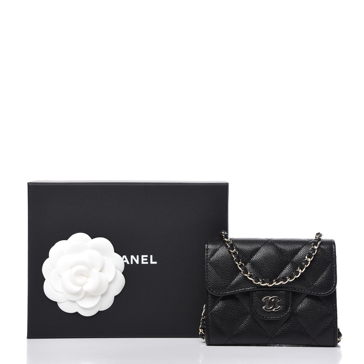 Chanel Caviar Quilted Flap Card Holder On Chain Black 11 of 11