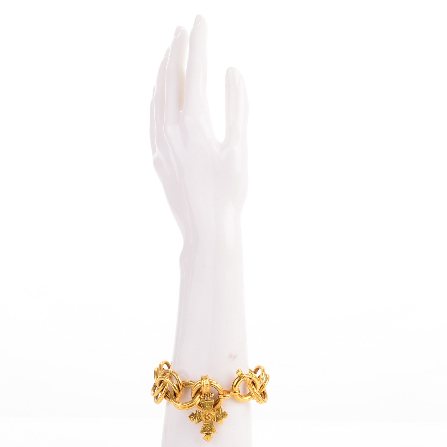 Chanel Chain Cross Bracelet Gold 2 of 5