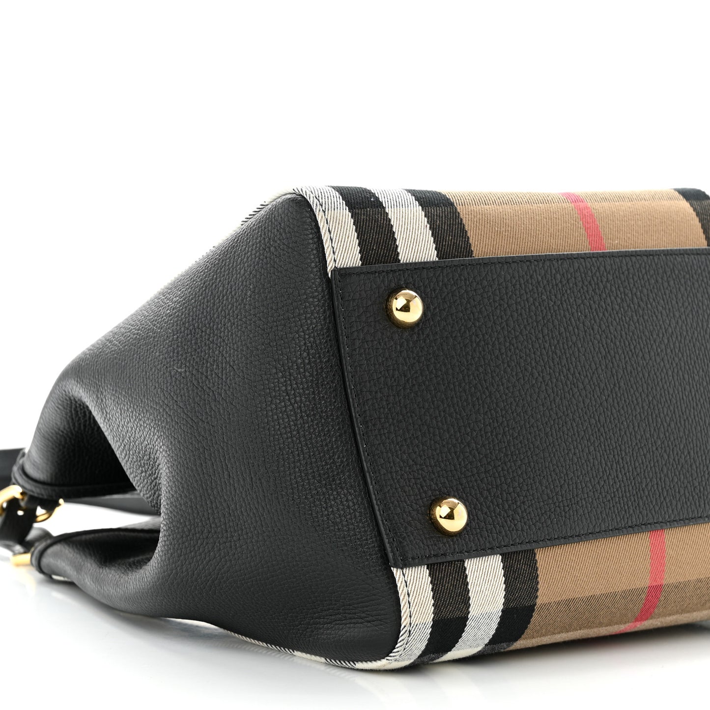 Grainy Calfskin House Check Small Canterbury Tote Black