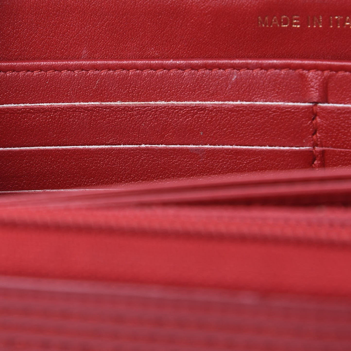 Lambskin Chevron Quilted Zip Around Boy Wallet Red