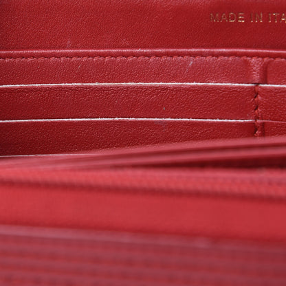 Chanel Lambskin Chevron Quilted Zip Around Boy Wallet Red 12 of 14