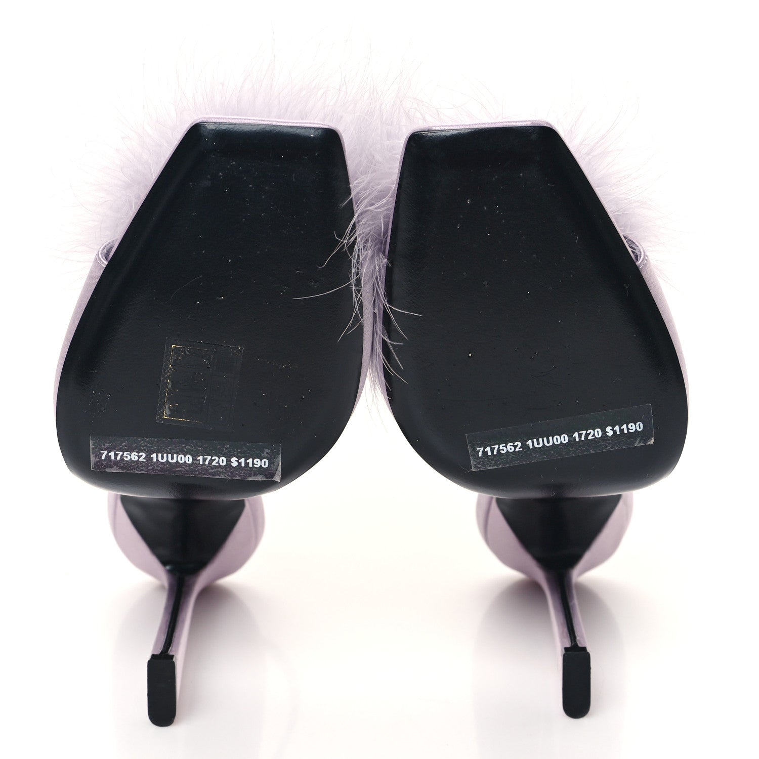 Saint Laurent Crepe Satin Mae Feathered Sandals Slight 36.5 Poly Grey 5 of 8