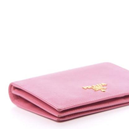 Prada Saffiano Metal Bi-Fold Wallet Begonia 8 of 9