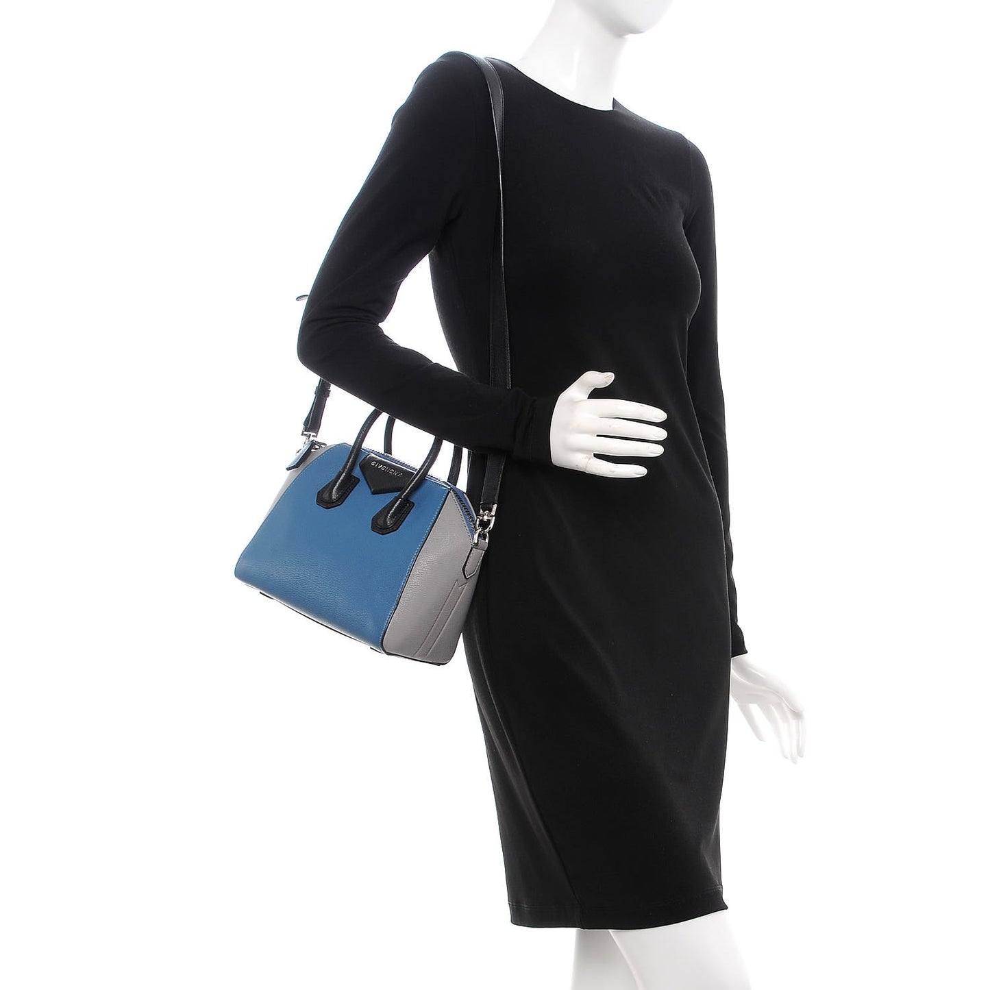 Sugar Goatskin Mini Tri-Color Antigona Blue Grey Black