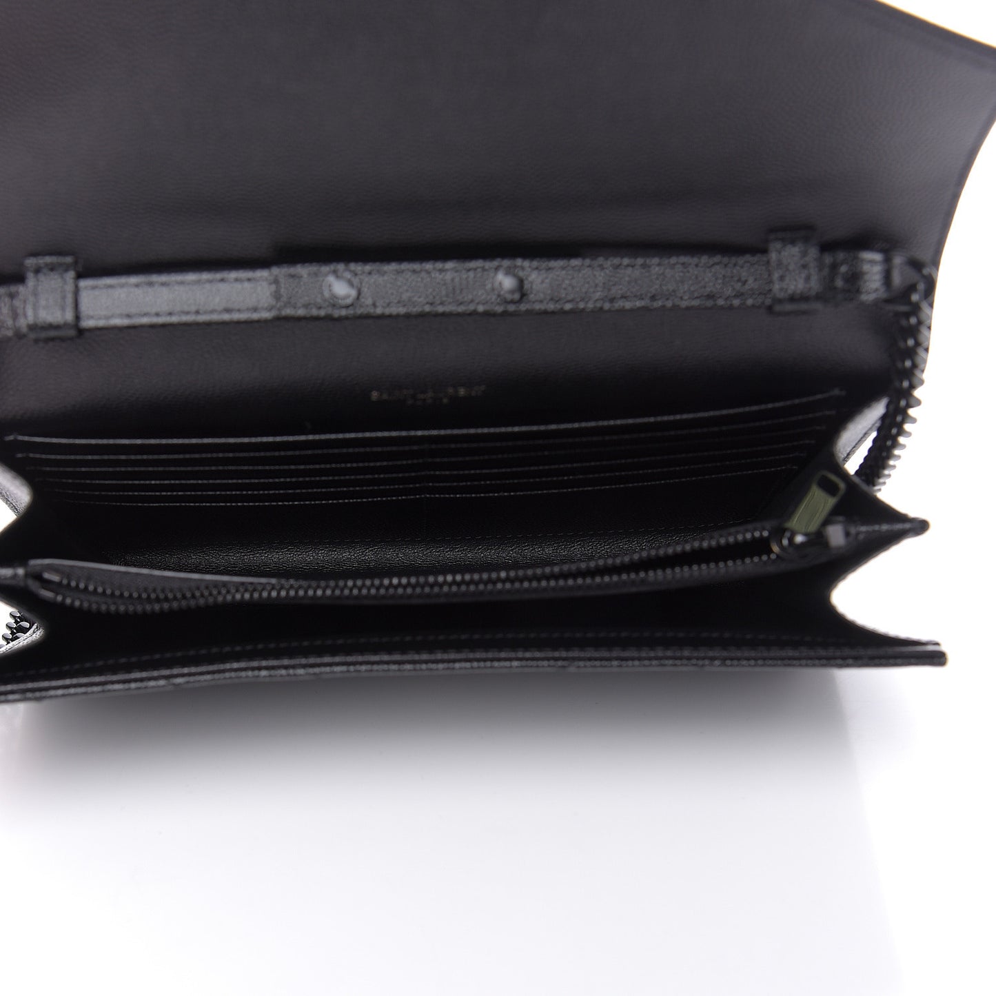Grain De Poudre Matelasse Chevron Monogram Chain Wallet Black