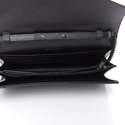 Saint Laurent Grain De Poudre Matelasse Chevron Monogram Chain Wallet Black 5 of 8
