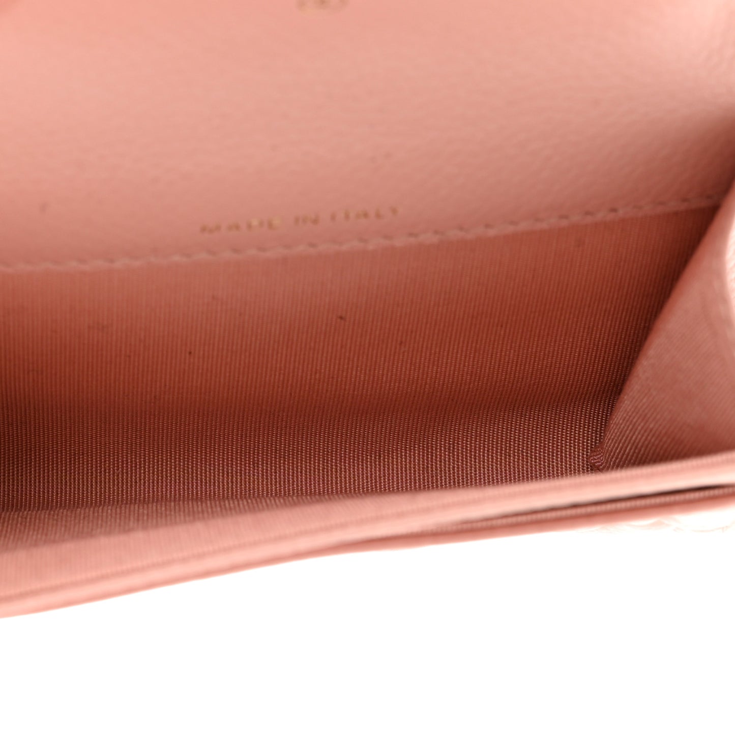 Caviar Camellia Embossed Card Holder Wallet Pink