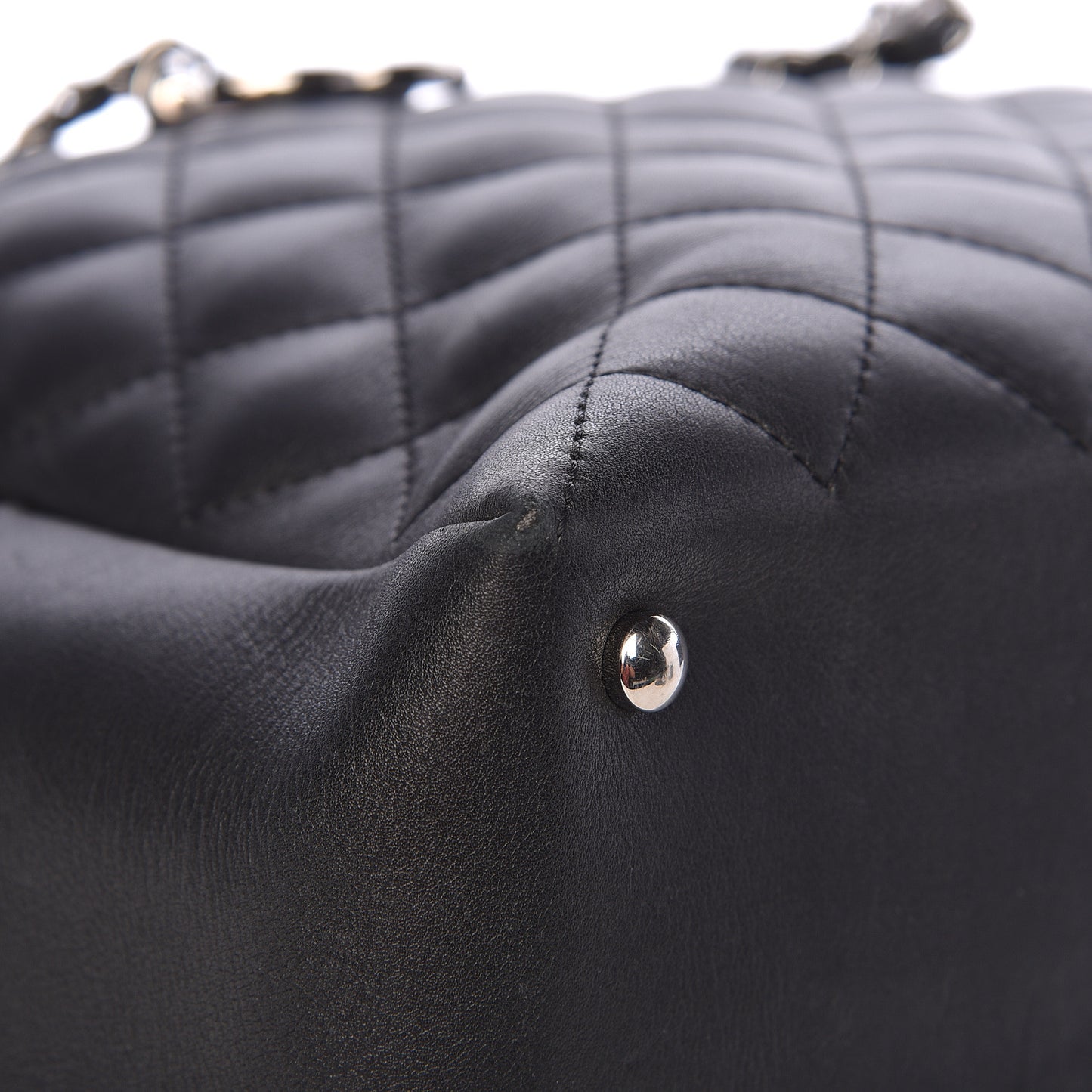 Calfskin Quilted Feather Weight Bowling Bag Black Beige